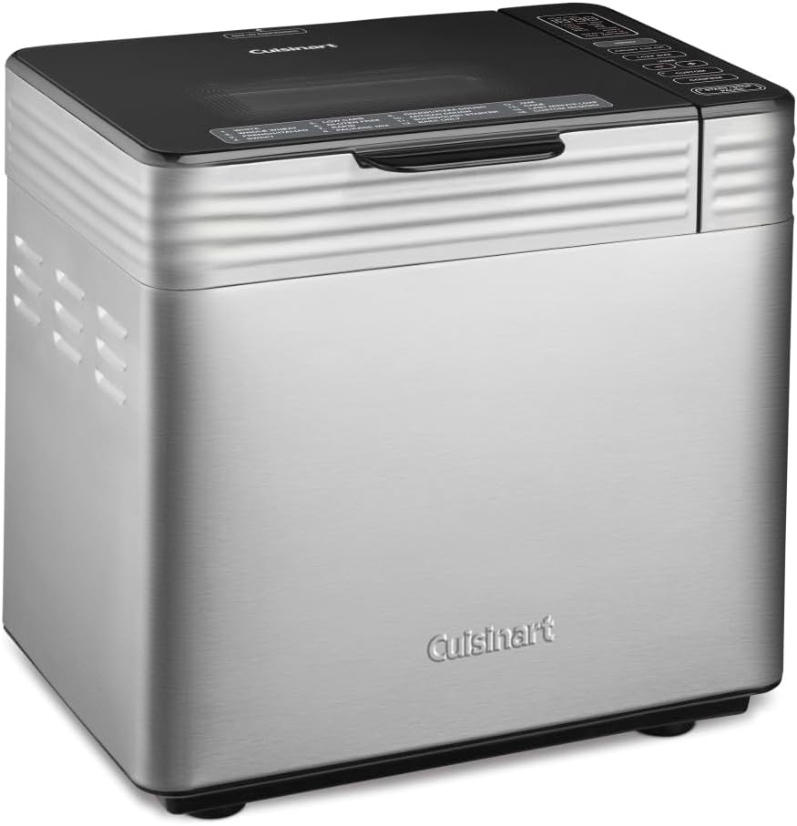 Cuisinart Bread Maker Machine, Compact and Automatic, Customizable Settings, Up to 2lb Loaves, CBK-110P1, Silver,Black & CMBM-4LP Mini Loaf Pan (Set of 4)
