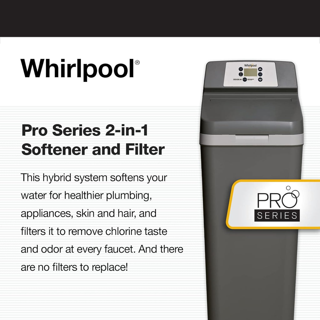 Whirlpool Hybrid Water Softener & Whole House Filtration System (WHESFC) | NSF Certified | Salt-Saving Tech | Removes Chlorine, Hard Water, and Contaminants