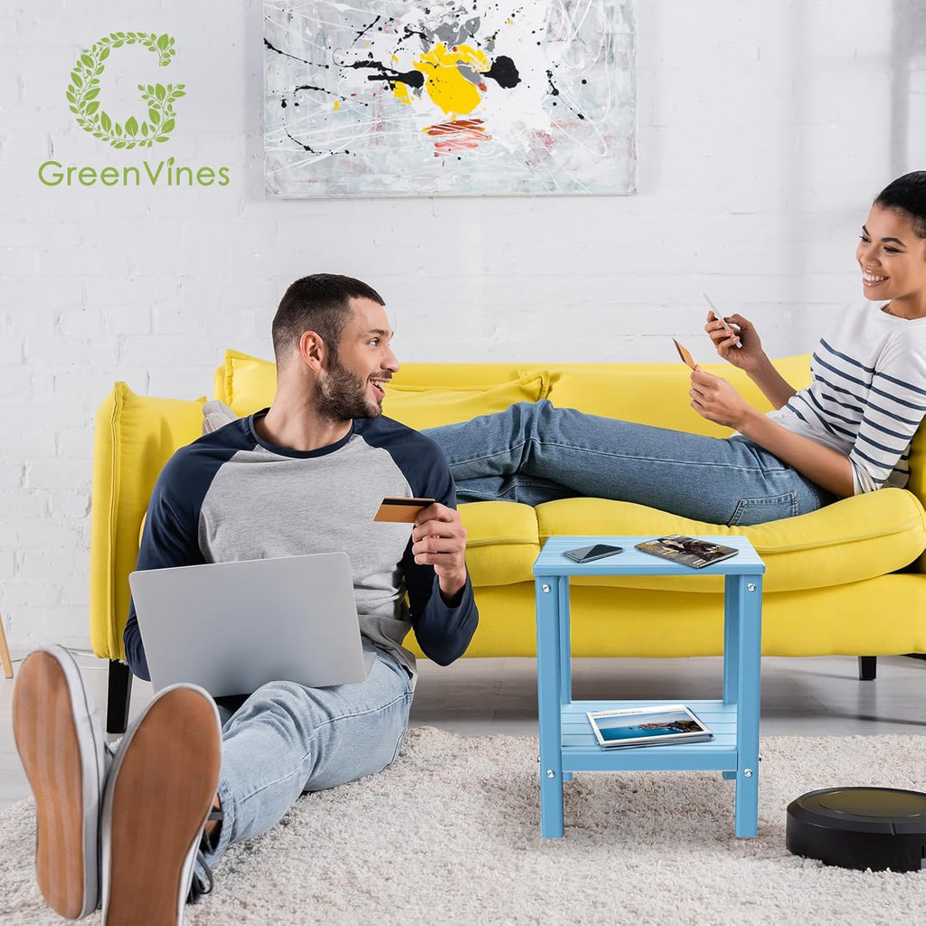 GREENVINES Outdoor Rocking Chairs | Set of 2 | Porch Rocker | HDPE Plastic | Black | Oversized Rockers | High Back | Big & Tall | Ladder Back | for Patio Outside Backyard Balcony Garden