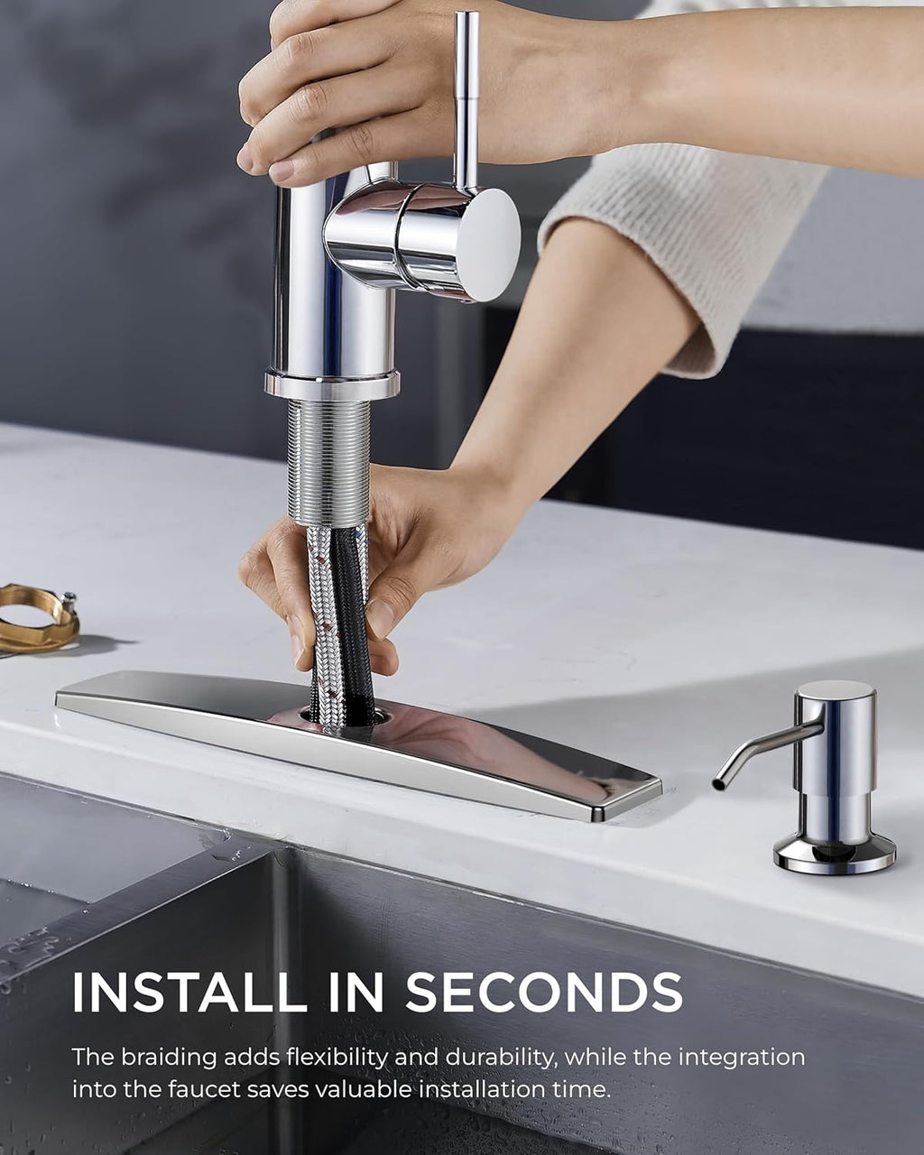 FORIOUS Touchless Kitchen Faucets, Brushed Nickel Kitchen Faucet with Pull Down Sprayer, Single Handle Smart Motion Sensor Kitchen Sink Faucet,Contemporary Hands-Free Sink Faucet for Farmhouse Laundry
