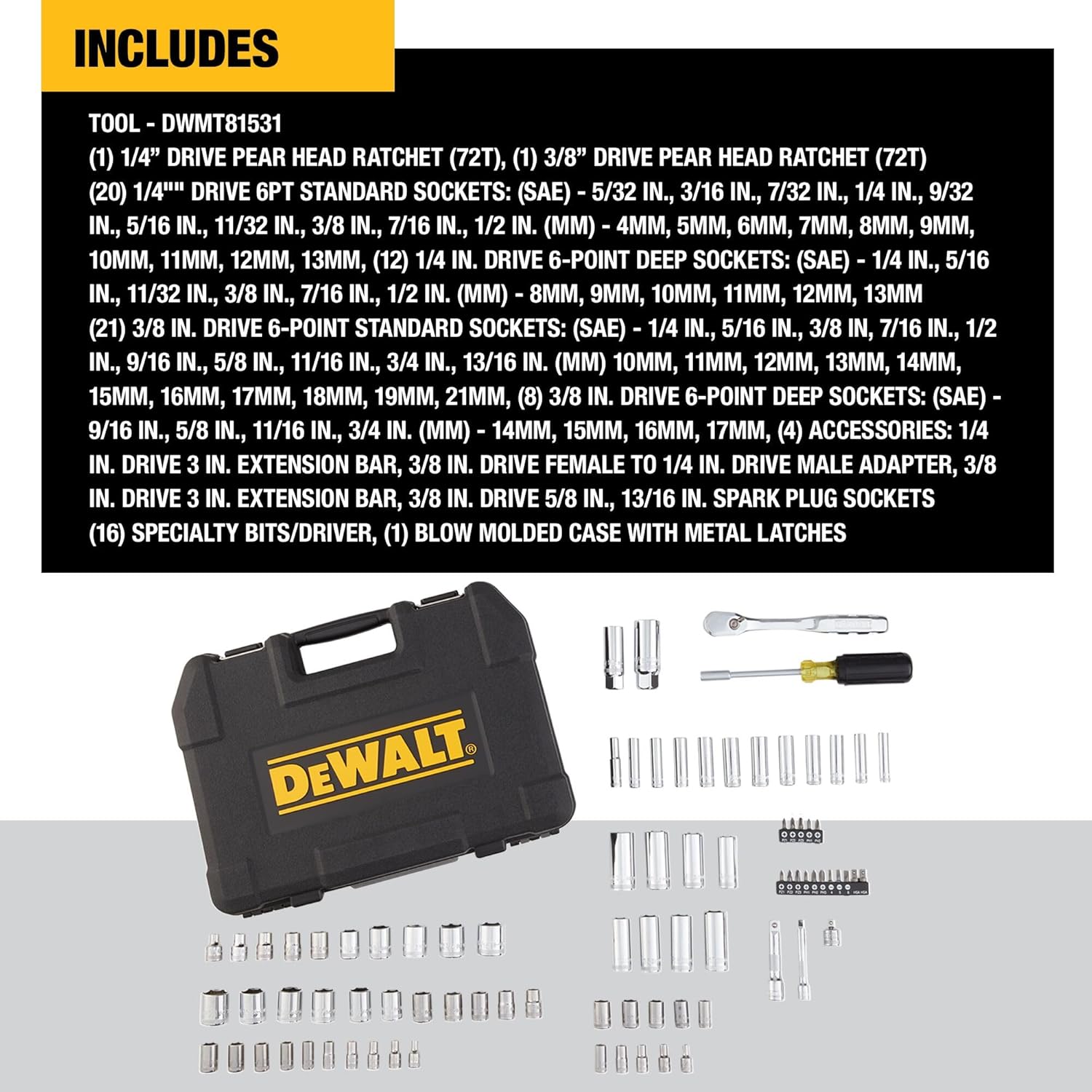 DEWALT Mechanics Tool Set (205-piece) and Screwdriver Bit Set (40-Piece)