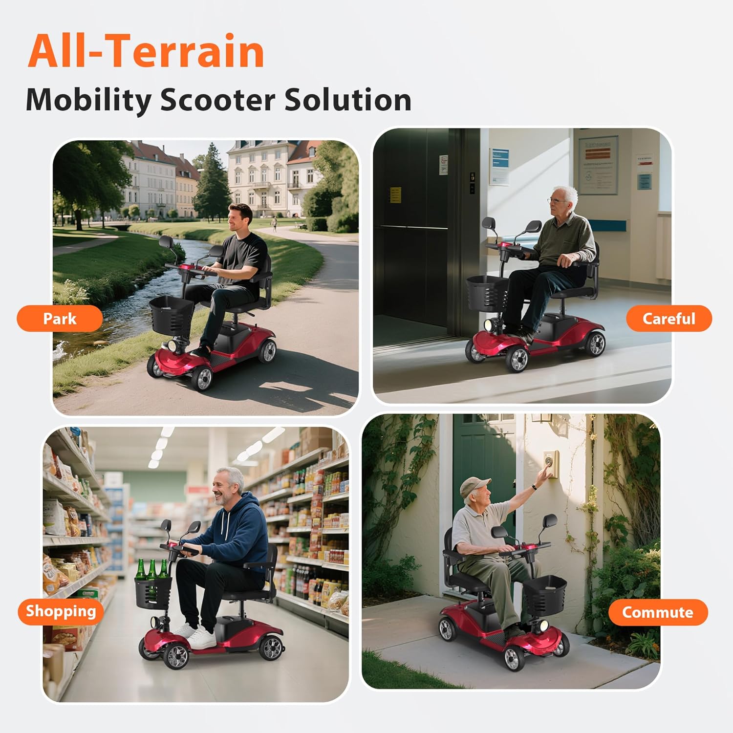 Mobility Scooter for Adults, Foldable 4 Wheel Motorized Mobility Scooter w/Dustproof Cover, 350LBS Capacity & Removable Lithium Battery, Seniors 25Miles Electric Powered Mobility for Outdoor