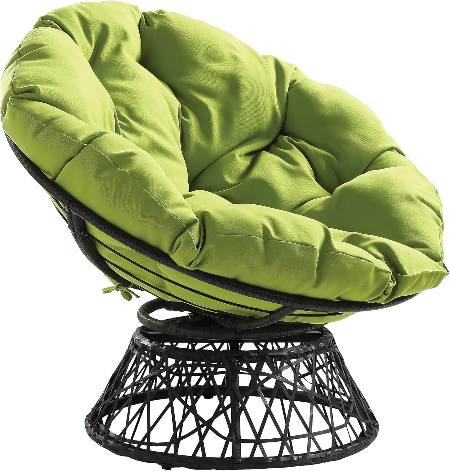 OSP Home Furnishings Wicker Papasan Chair with 360-Degree Swivel, Brown Frame with Brown Cushion