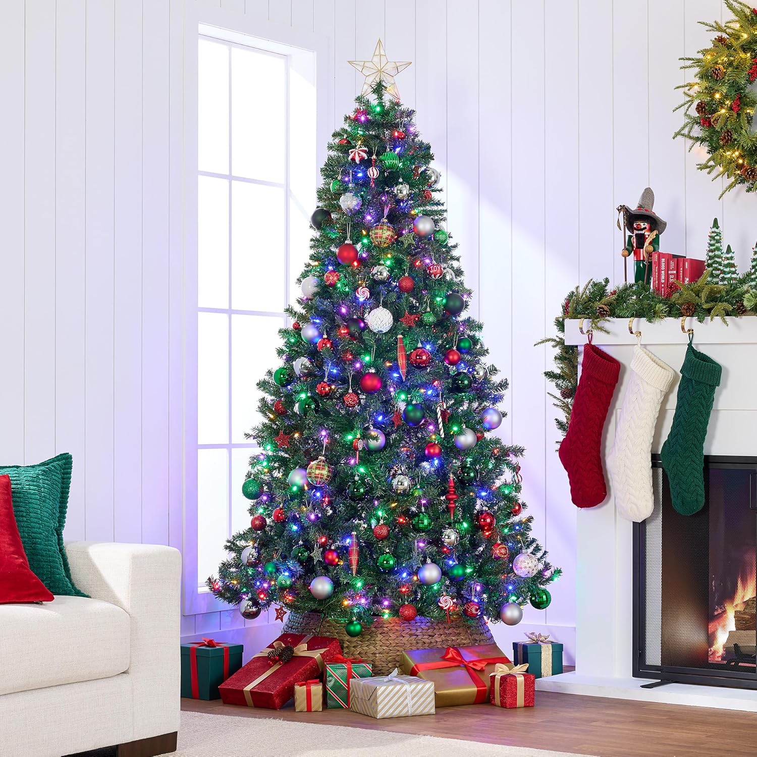Best Choice Products Artificial Christmas Tree, 6ft Premium Pre-Lit Realistic Spruce Holiday Décor w/Dense Branches, Metal Base - Green Spruce