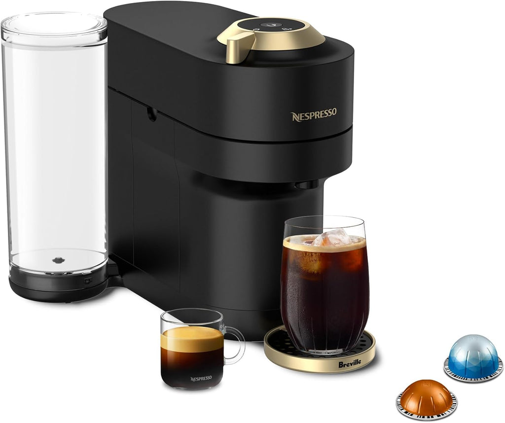 Nespresso Vertuo POP+ Deluxe Coffee and Espresso Machine by Breville, Titan and Capsules, Medium and Dark Roast Coffee, Variety Pack