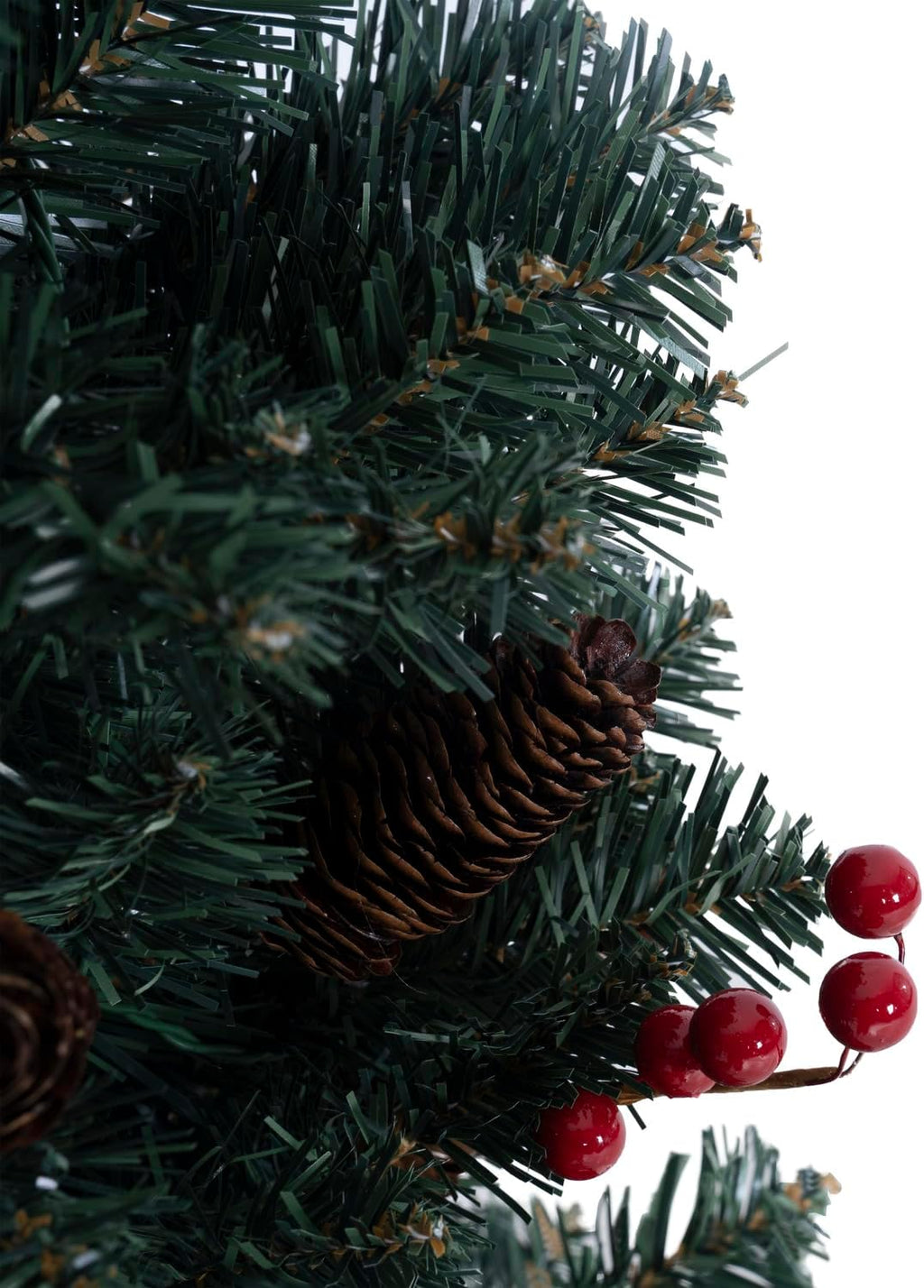 Naomi Home 6.5ft Rustic Christmas Tree with Lights, Realistic Classic Prelit with 2595 Branch Tips, 600 Warm Lights and Metal Stand, Aritificial Tree