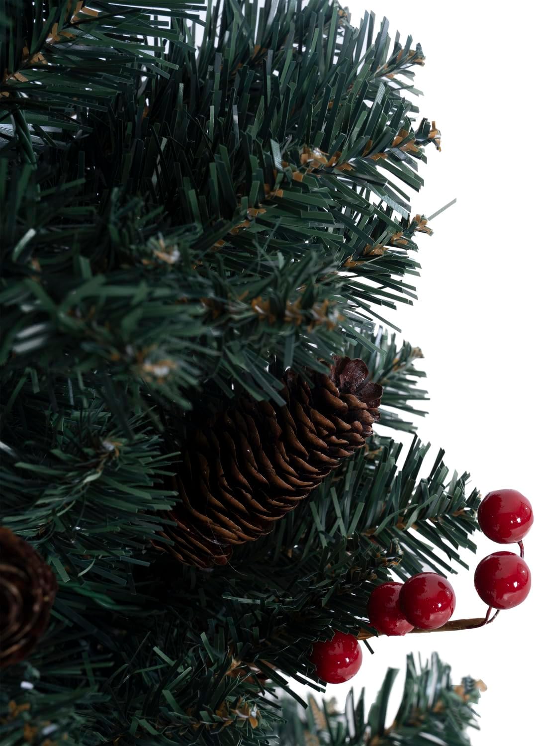 Naomi Home 6.5ft Rustic Christmas Tree with Lights, Realistic Classic Prelit with 2595 Branch Tips, 600 Warm Lights and Metal Stand, Aritificial Tree