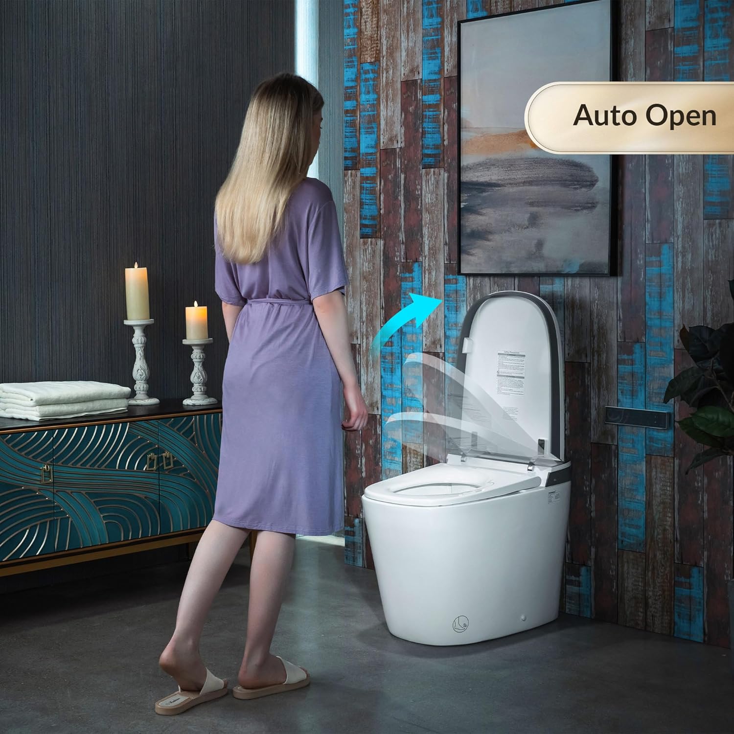 WOODBRIDGE Smart Bidet Toilet with 1000 Gram MaP Flush Score,Auto Open/Close,Foam Shield,Auto Flush,Foot Sensor,Movement Drying,Heated Seat,ADA Chair Height,One Piece Toilet with Tank Built in