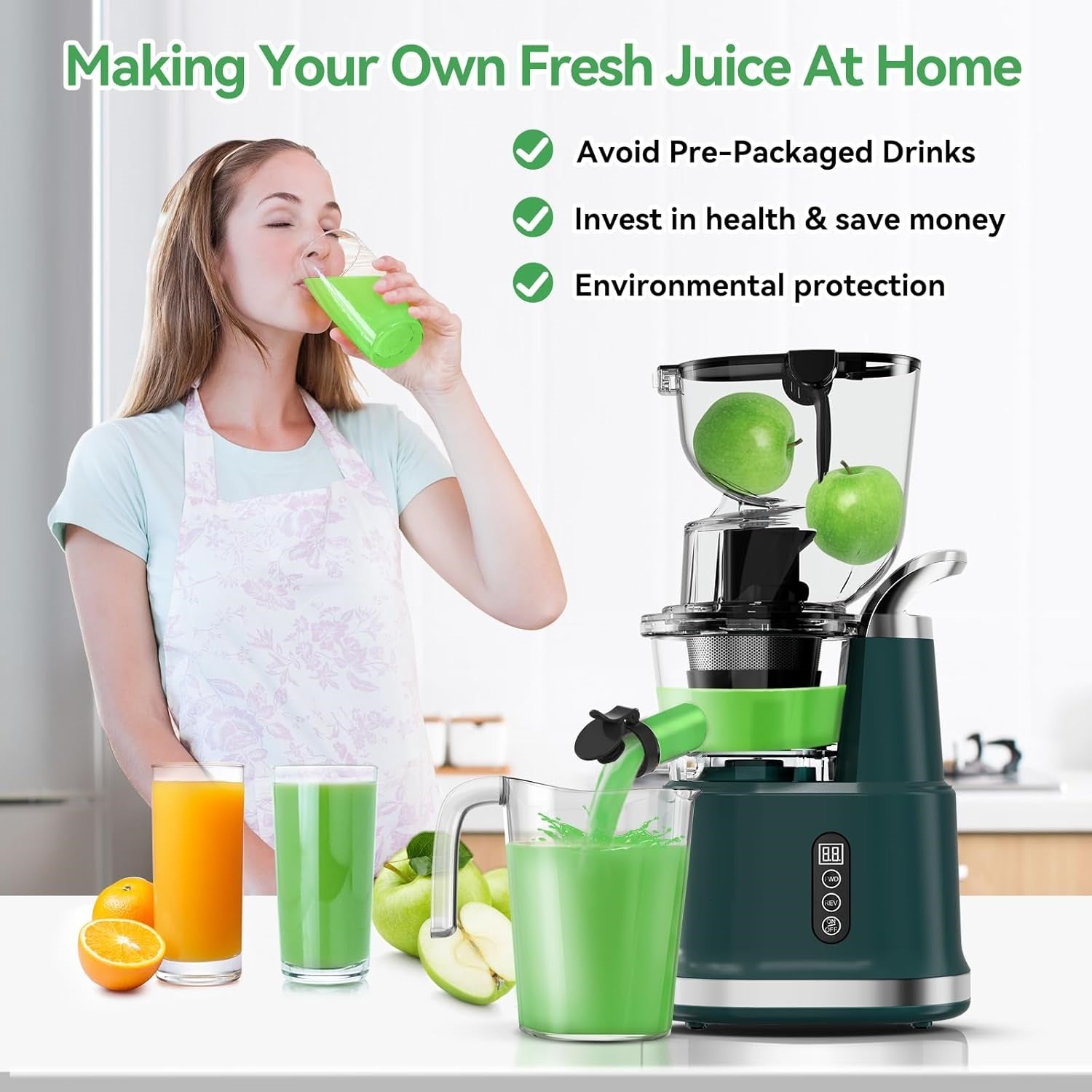Cold Press Juicer, Juicer Machines with 3.3" Large Feed Chute,Large Capacity,High Juice Yield,Slow Masticating Juicer for Fruits and Vegetables, Self Feeding for Juice Extractor,BPA-Free,Black