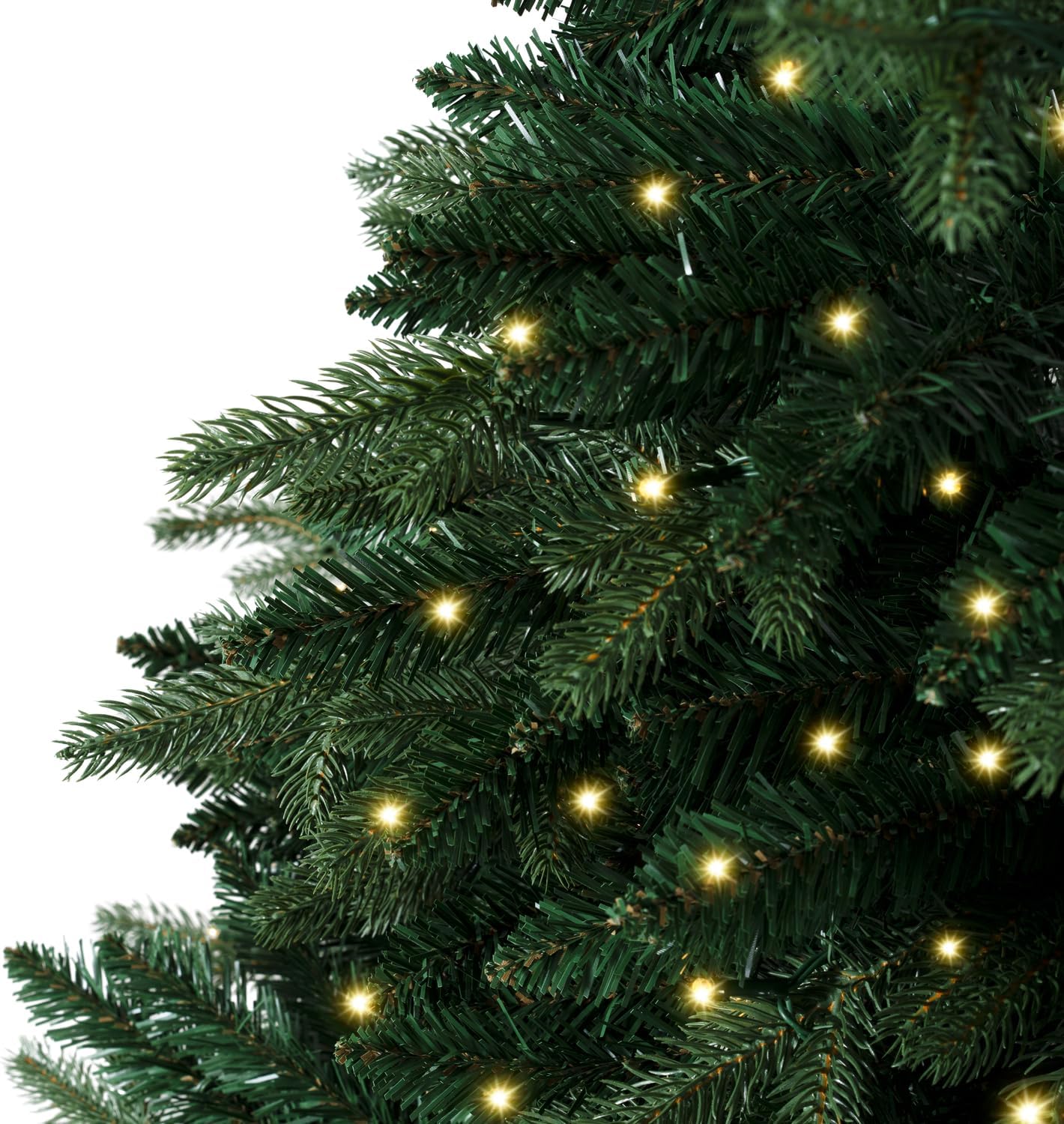 Naomi Home 6.5ft Rustic Christmas Tree with Lights, Realistic Classic Prelit with 2595 Branch Tips, 600 Warm Lights and Metal Stand, Aritificial Tree