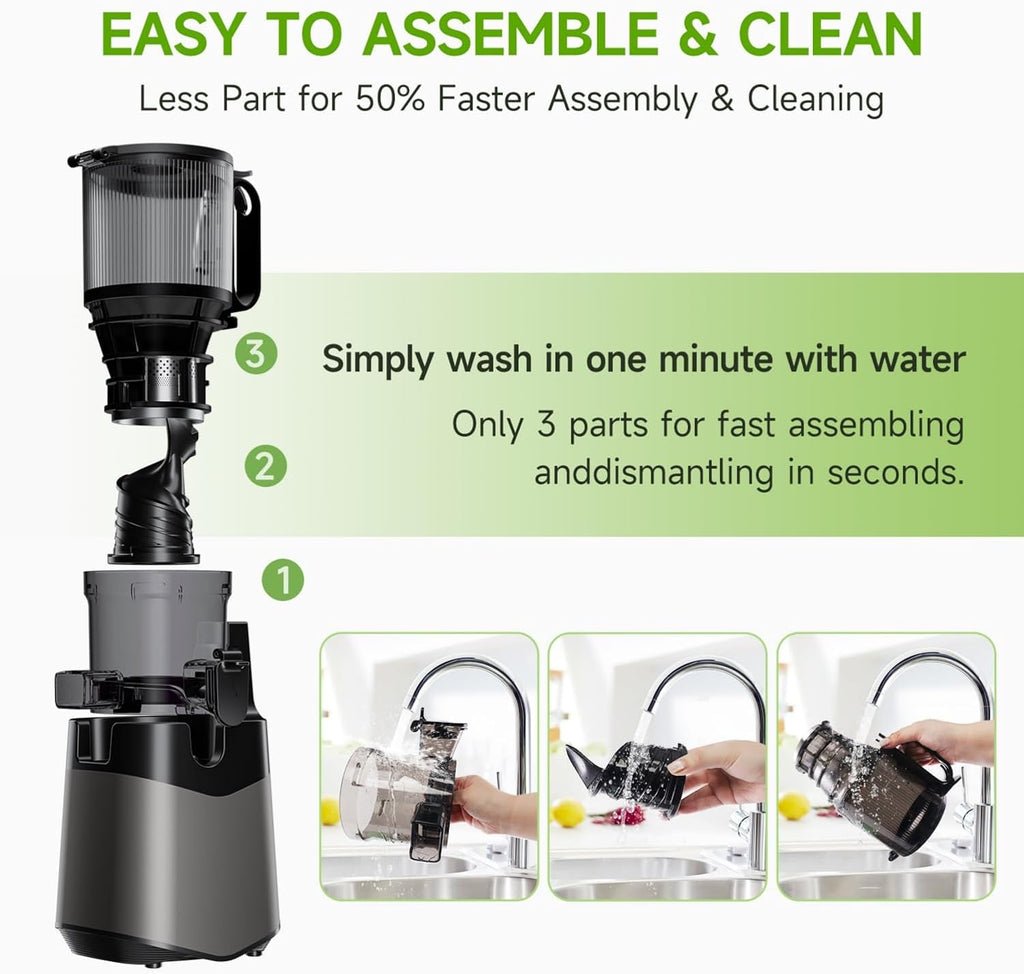 Cold Press Juicer,5.8" Extra Large Feed Chute Fit Whole Fruits & Vegetables,350W Slow Masticating Juicer Machines,Easy to Clean,High Juice Yield