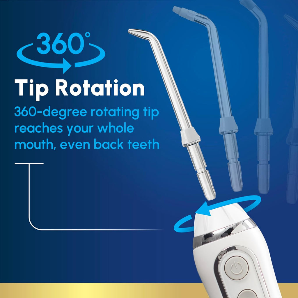 Waterpik Cordless Advanced 2.0 Water Flosser For Teeth, Gums, Braces, Dental Care With Travel Bag and 4 Tips, ADA Accepted, Rechargeable, Portable, and Waterproof, Black WP-582, Packaging May Vary