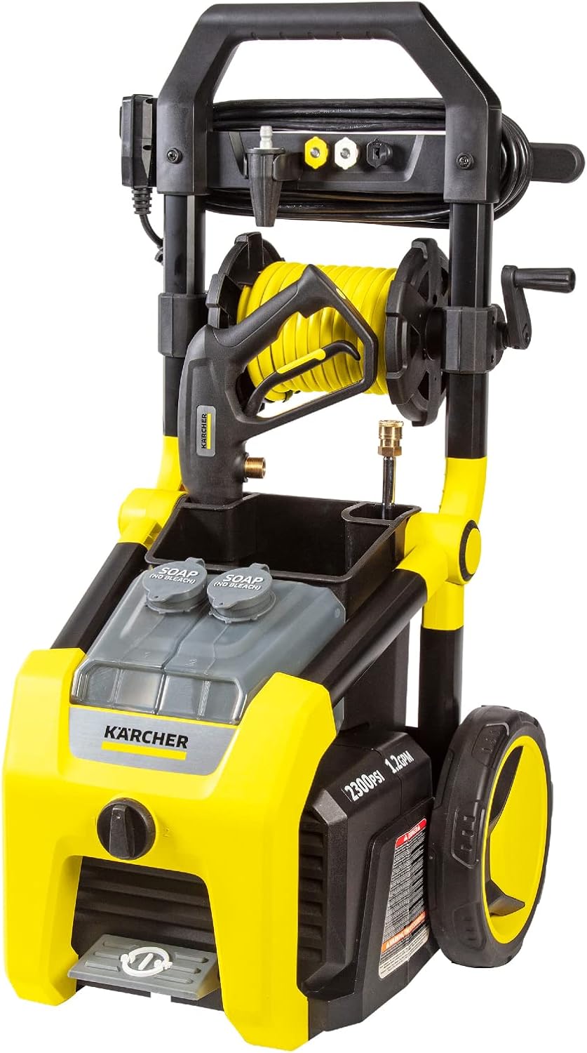 Electric Karcher Pressure Washer K1700, Max 2125 PSI, 3 Spray Nozzles, Detergent Tank, For Cars, Driveways, Siding, Patios, 1.46 max. GPM