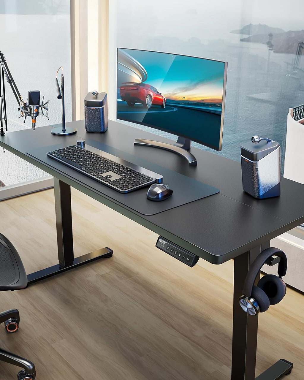 ErGear Height Adjustable Electric Standing Desk, 40 x 24 Inches Sit Stand up Desk, Memory Computer Home Office Desk (Light Vintage Brown)