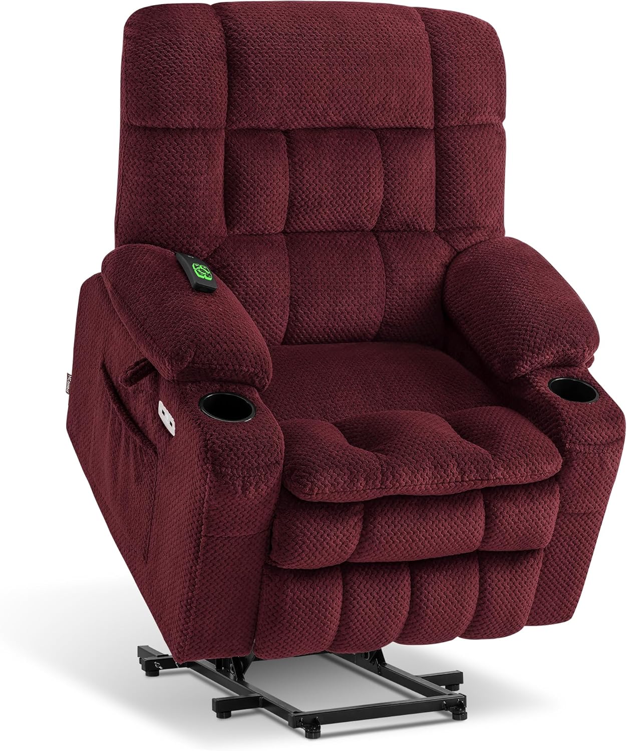 MCombo Dual Motor Power Lift Recliner Chair with Massage and Heat for Elderly People, Infinite Position, USB Ports, Cup Holders, Fabric 7890 (Medium, Yale Blue)