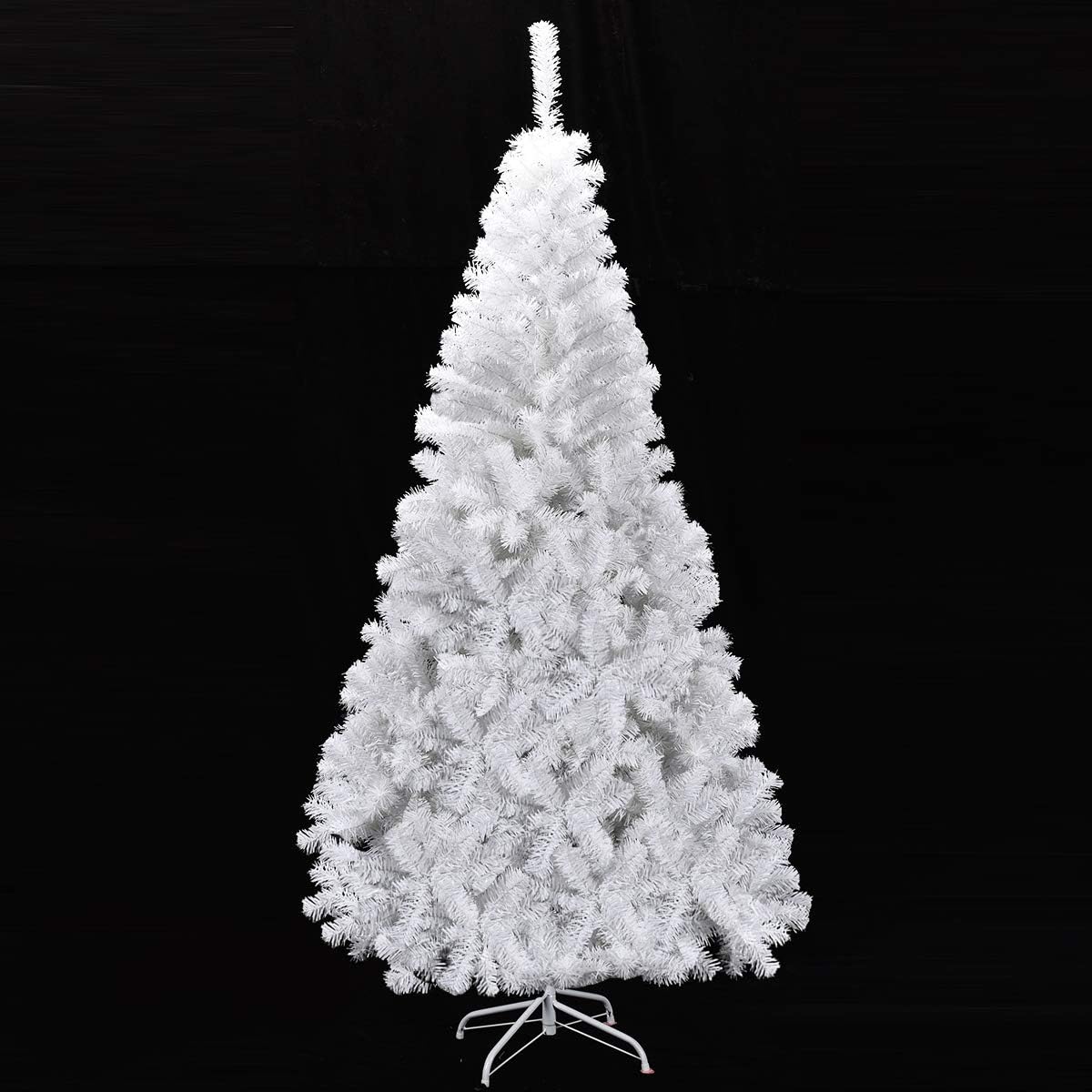 Goplus 7ft Artificial White Christmas Tree Xmas Pine Tree with Solid Metal Legs Perfect for Indoor and Outdoor Holiday Decoration