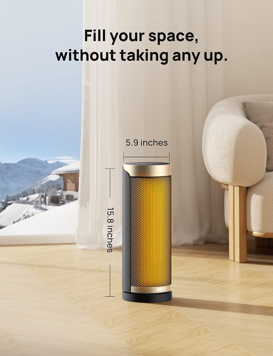 Dreo Space Heater for Bathroom and Indoor, 70°Oscillating, 5 Modes, Remote for Home Bedroom, 12H Timer, with ALCI Safety Plug