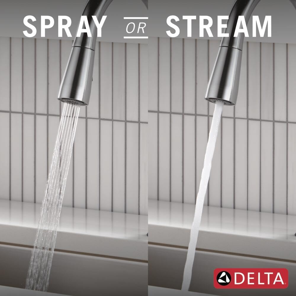 Delta Essa Touchless Kitchen Faucet with Touch Technology, Brushed Nickel Kitchen Sink Faucet with Pull Down Sprayer, Single Hole, Arctic Stainless 9113TL-AR-DST