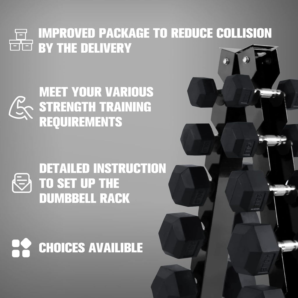 RITFIT 300/350/450/650/180/200/210 LB Rubber Hex Dumbbells Set with Optional Dumbbell Rack, Multi Weight Set to Choose, Ideal for Home Gym and Fitness