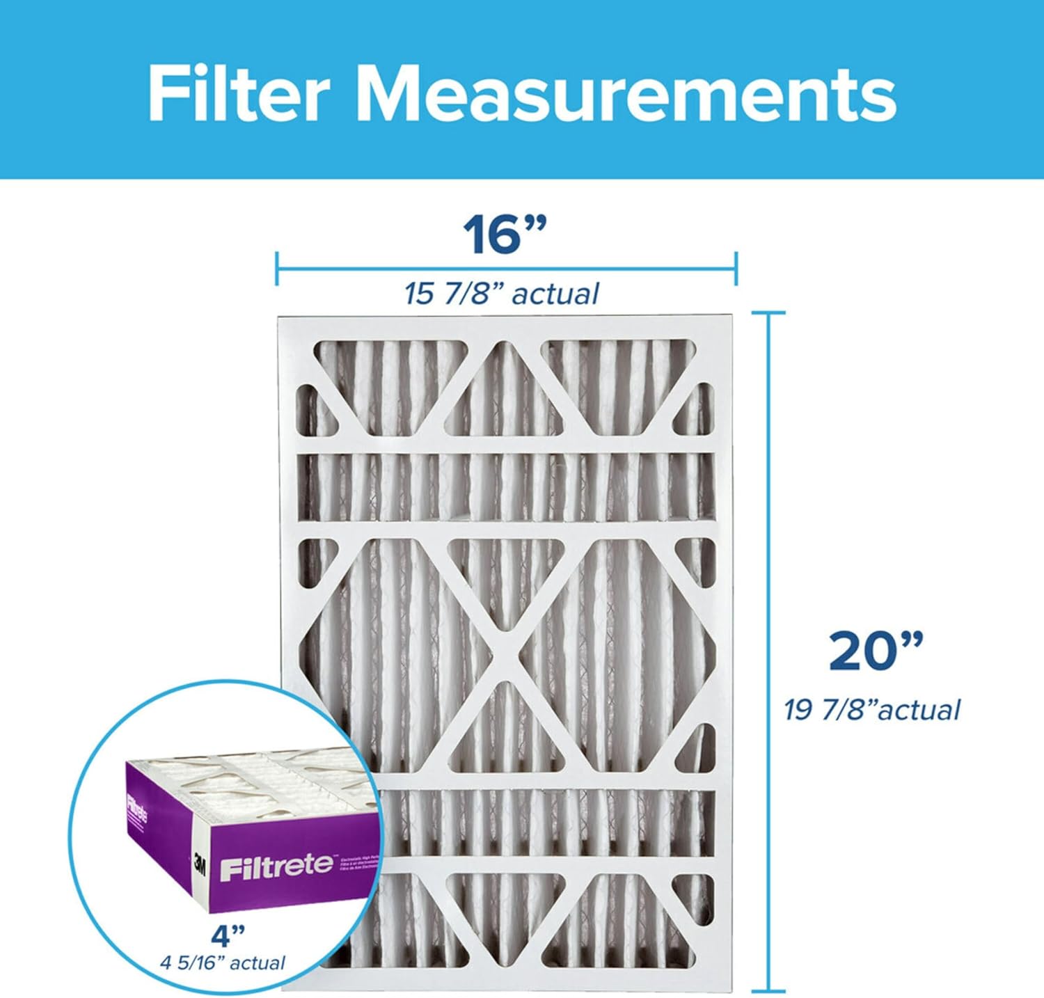 Filtrete 20x25x4 AC Furnace Air Filter, MPR 1550, MERV 12, Fits Lennox & Honeywell, Allergen, Bacteria & Virus, , Electrostatic Air Cleaning Filter, 4-Pack (actual size 19.88 x 24.63 x 4.31)