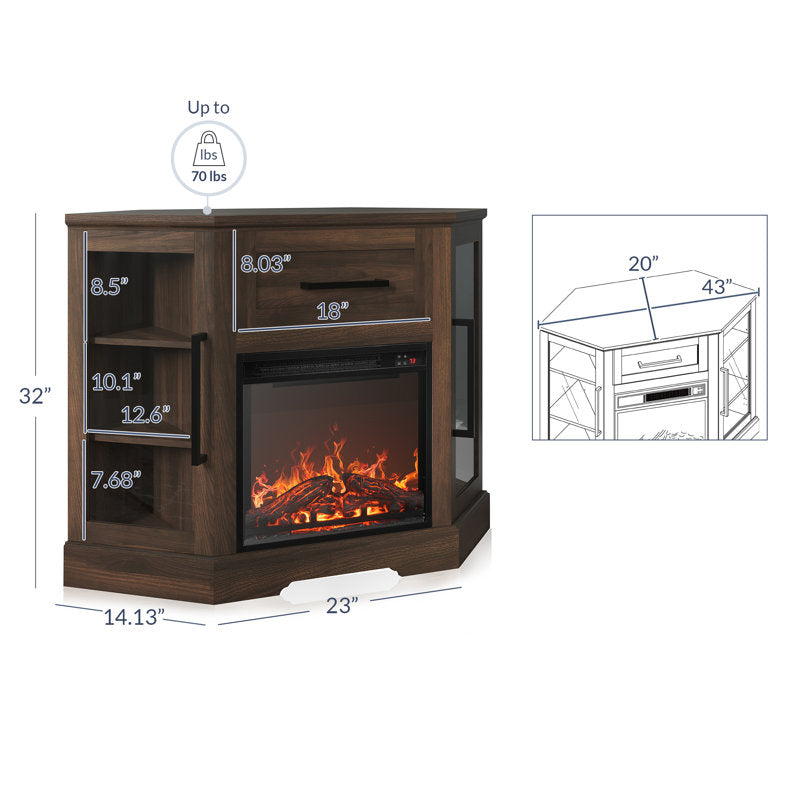 Lakeisha TV Stand for to 43" with Electric Fireplace Included