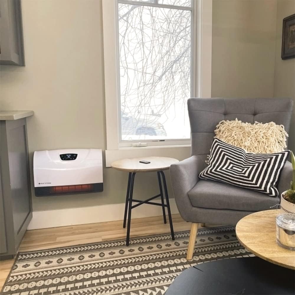 Heat Storm Phoenix HS-1500-PHX, Infrared Space Heater with Attachable Feet, Remote Control, Energy Efficient-750-1500 Watts, Gray Floor or Wall