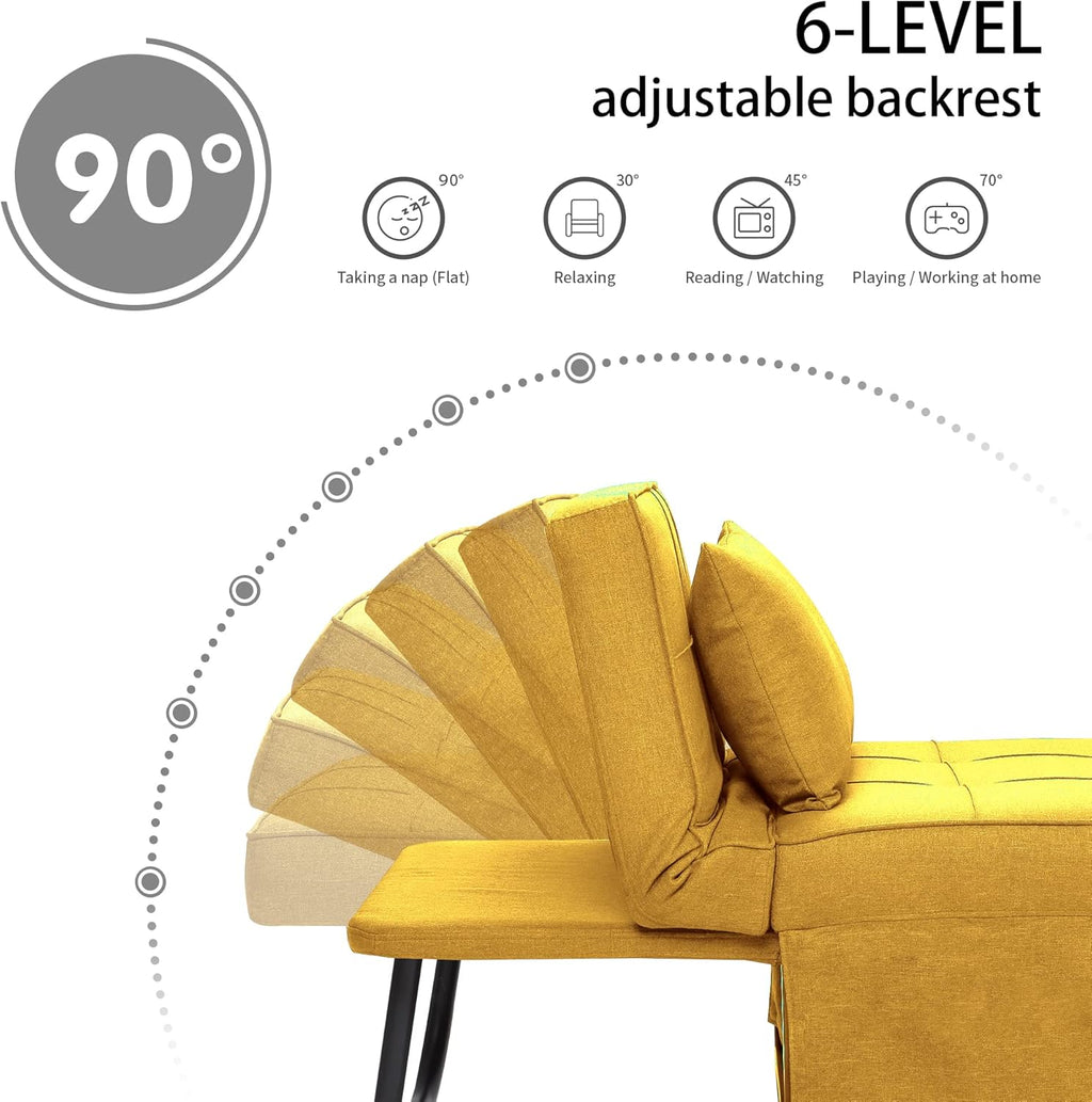 Sofa Bed, 4 in 1 Multi-Function Folding Ottoman Breathable Linen Couch Bed with Adjustable Backrest Modern Convertible Chair for Living Room Apartment Office