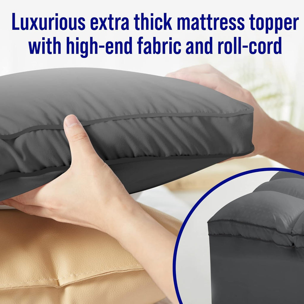 Extra Thick Mattress Topper, Down Alternative Overfill Plush Mattress Pad Cover Topper, Cooling Pillow Top with 8-21Inch Deep Pocket