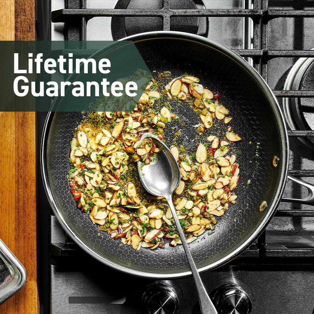 HexClad Hybrid Nonstick 6-Piece Fry Pan Set, 8, 10 and 12-Inch Frying Pans with Tempered Glass Lids, Stay-Cool Handles, Dishwasher and Oven Safe, Induction Ready, Compatible with All Cooktops