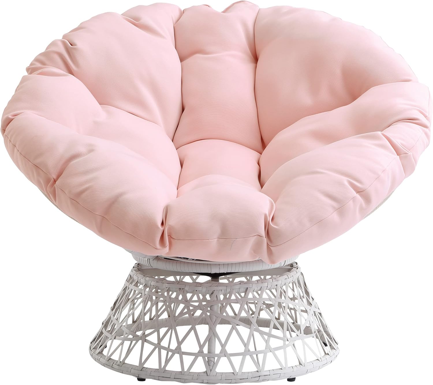 OSP Home Furnishings Wicker Papasan Chair with 360-Degree Swivel, Brown Frame with Brown Cushion