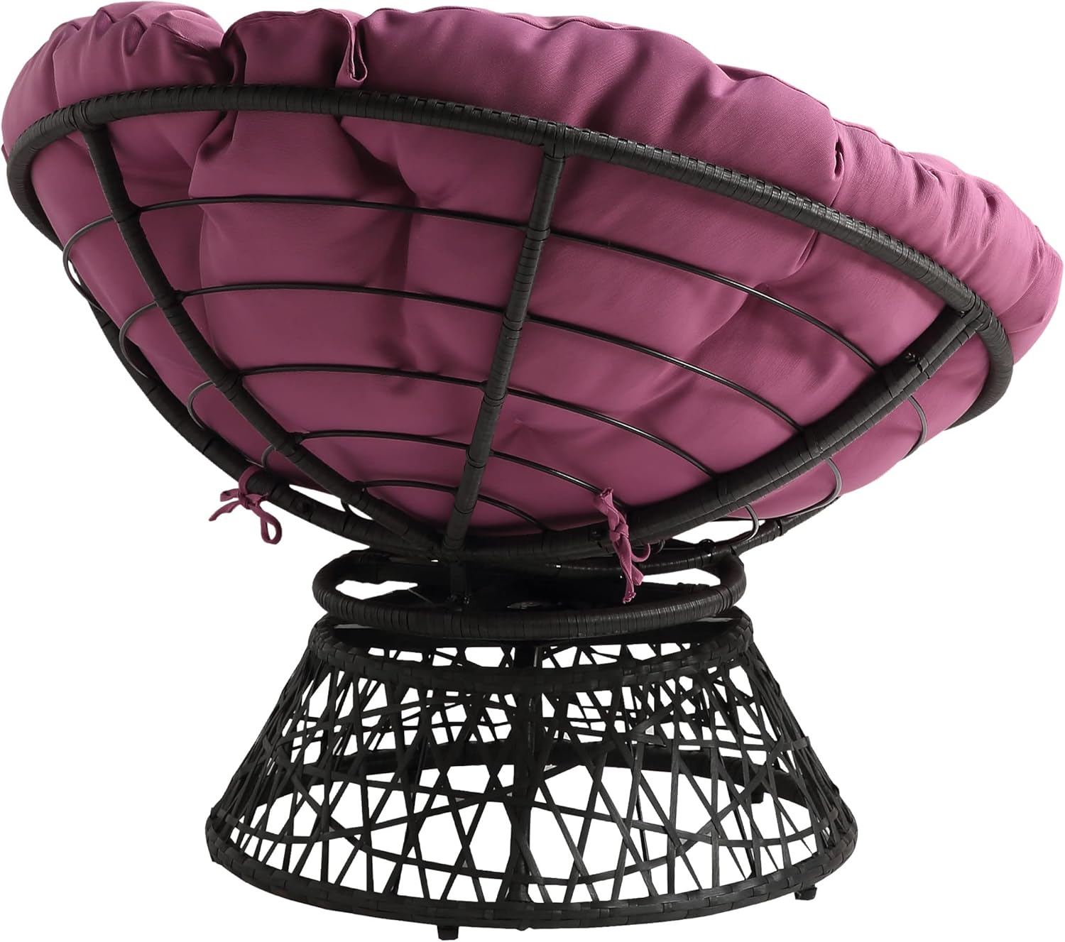 OSP Home Furnishings Wicker Papasan Chair with 360-Degree Swivel, Brown Frame with Brown Cushion
