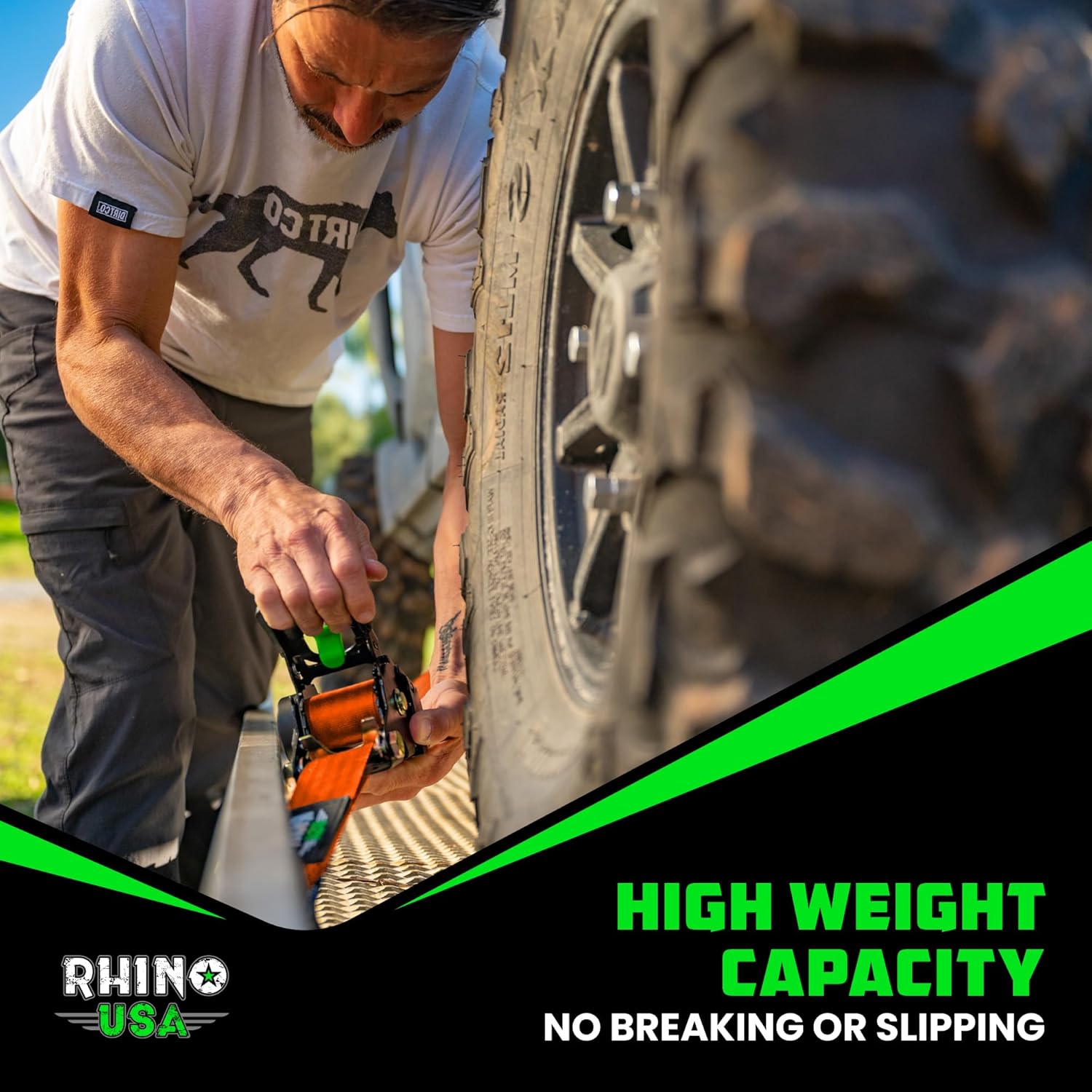 Rhino USA Retractable Ratchet Straps (2-Pack) - 2 Inch x 10 Feet (3,033lb Break Strength) - Heavy Duty Auto Self Retracting Tie Down Straps for Truck, Cargo Trailer, Motorcycle, Rad & More - Black