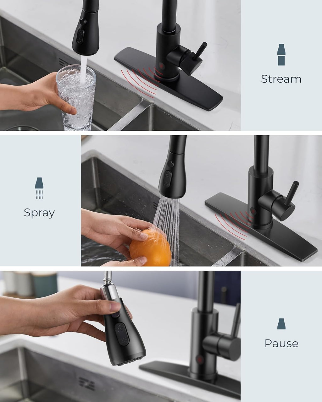 FORIOUS Touchless Kitchen Faucets, Brushed Nickel Kitchen Faucet with Pull Down Sprayer, Single Handle Smart Motion Sensor Kitchen Sink Faucet,Contemporary Hands-Free Sink Faucet for Farmhouse Laundry
