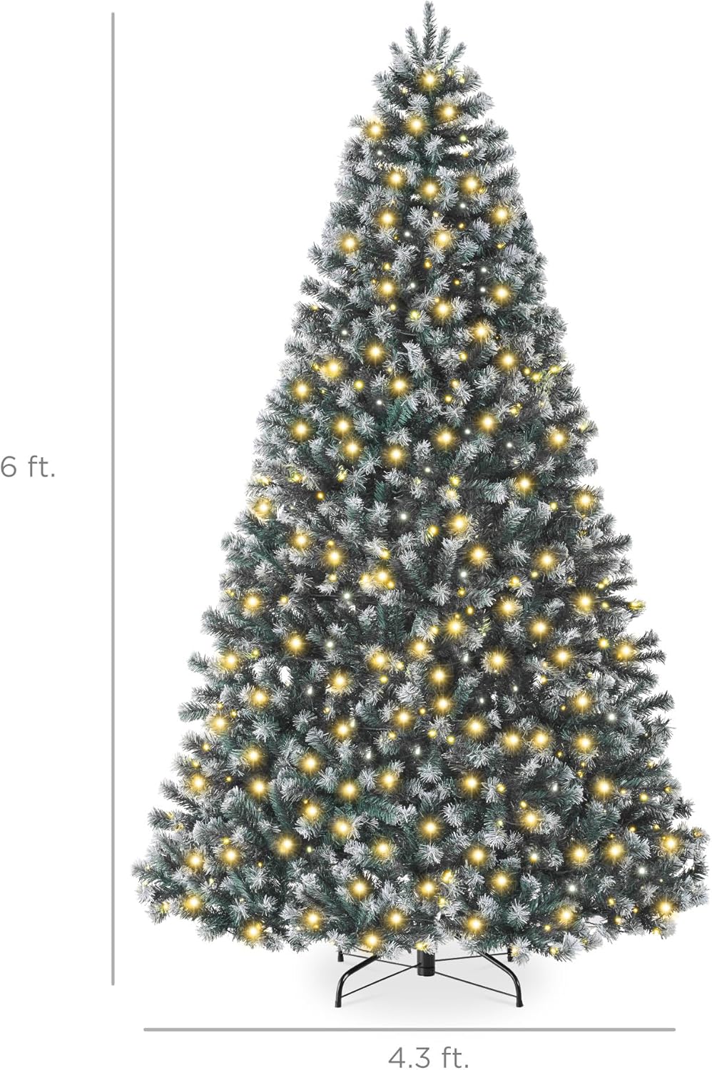 Best Choice Products Artificial Christmas Tree, 6ft Premium Pre-Lit Realistic Spruce Holiday Décor w/Dense Branches, Metal Base - Green Spruce