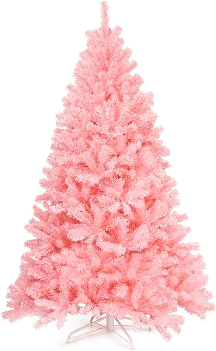 Goplus 7ft Artificial White Christmas Tree Xmas Pine Tree with Solid Metal Legs Perfect for Indoor and Outdoor Holiday Decoration