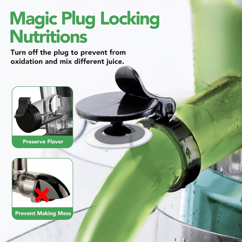 Cold Press Juicer, Juicer Machines with 3.3" Large Feed Chute,Large Capacity,High Juice Yield,Slow Masticating Juicer for Fruits and Vegetables, Self Feeding for Juice Extractor,BPA-Free,Black