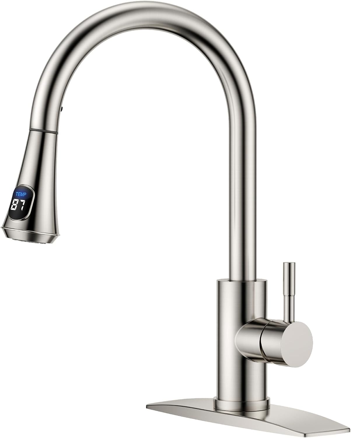 FORIOUS Touchless Kitchen Faucets, Brushed Nickel Kitchen Faucet with Pull Down Sprayer, Single Handle Smart Motion Sensor Kitchen Sink Faucet,Contemporary Hands-Free Sink Faucet for Farmhouse Laundry