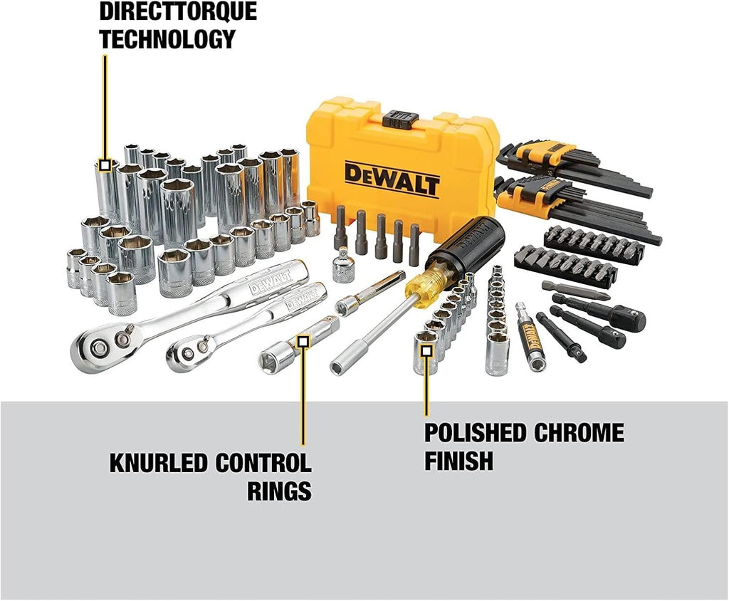 DEWALT Mechanics Tool Kit (DWMT73803) and Screwdriver & Drill Bit Set (DWA2FTS100)