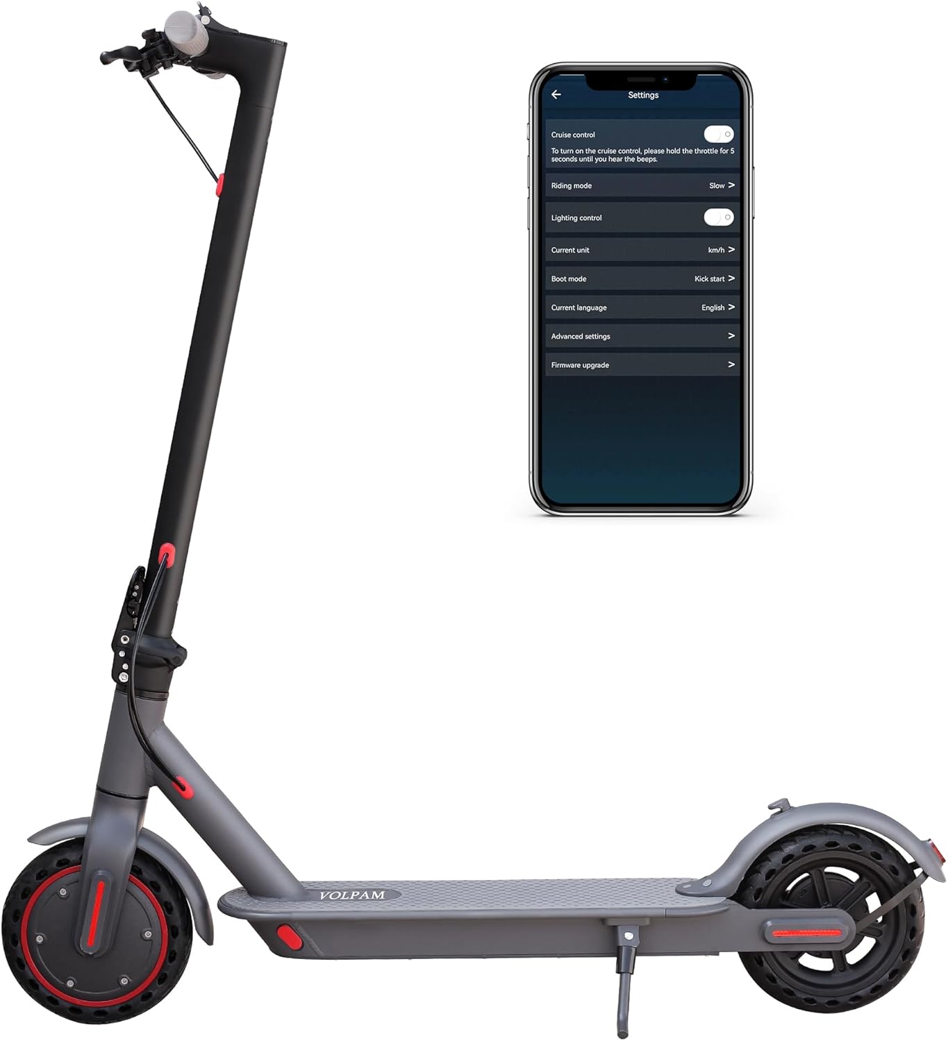 VOLPAM Electric Scooter with 8.5"/10" Solid Tire, 350W/500W Powerful Motor & 19/22 MPH Top Speed, 16/23 Miles Long Range, Folding E Scooter Choice