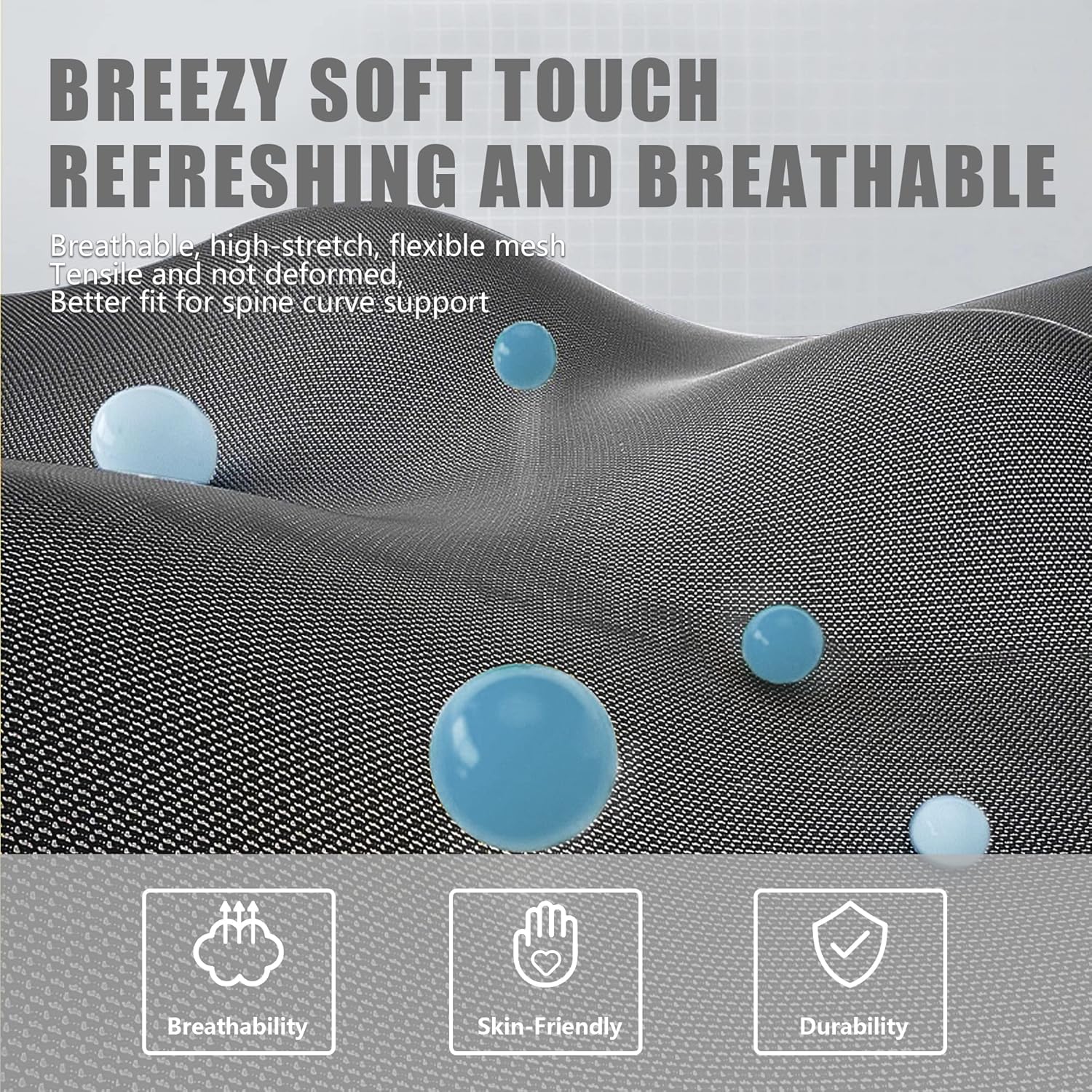 Dowinx Gaming Chair Fabric with Pocket Spring Cushion, Massage Game Chair Cloth with Headrest, Ergonomic Computer Chair with Footrest 290LBS, Blue and Grey