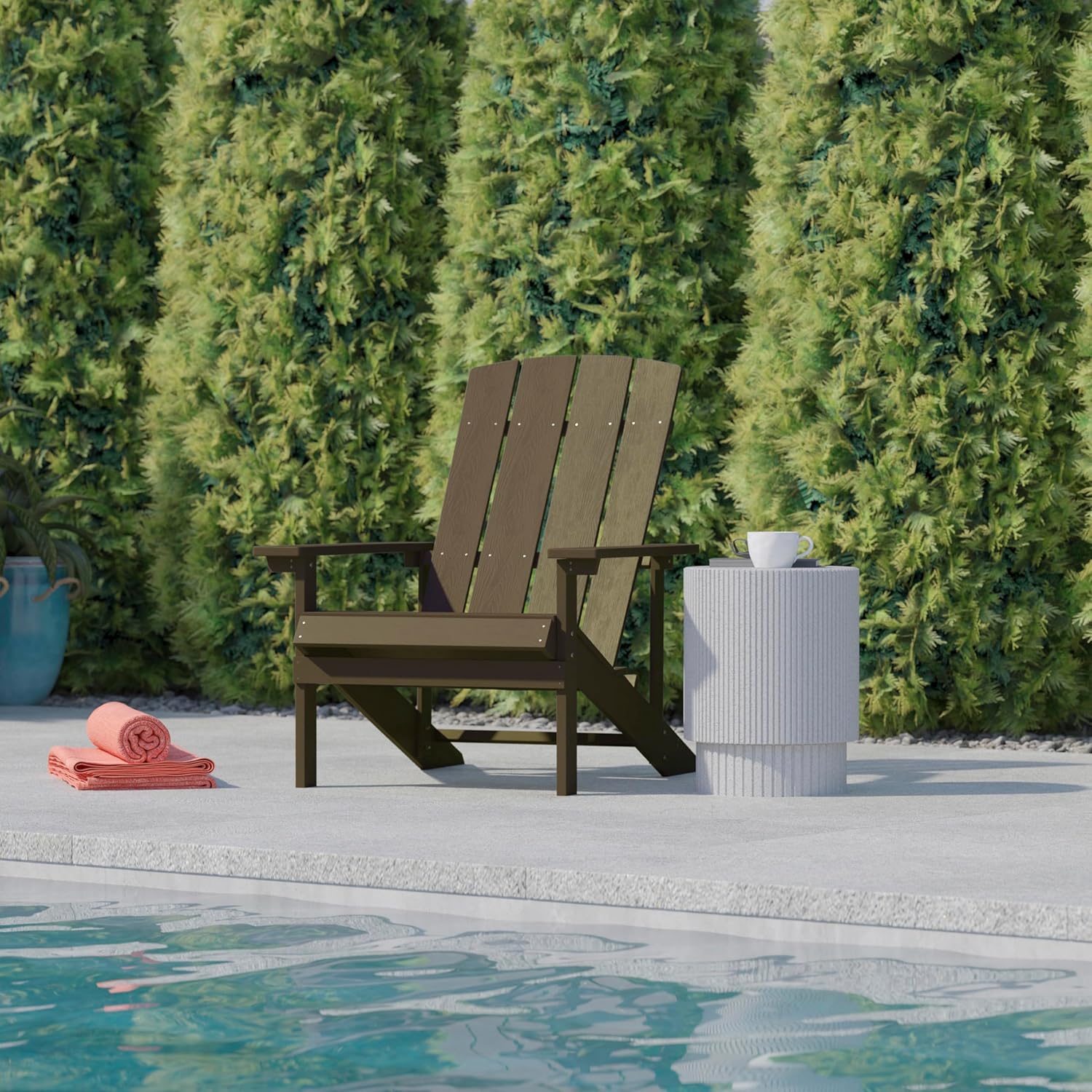 Flash Furniture Charlestown Commercial Grade Indoor/Outdoor Adirondack Chair, Weather Resistant Durable Poly Resin Deck and Patio Seating, Green