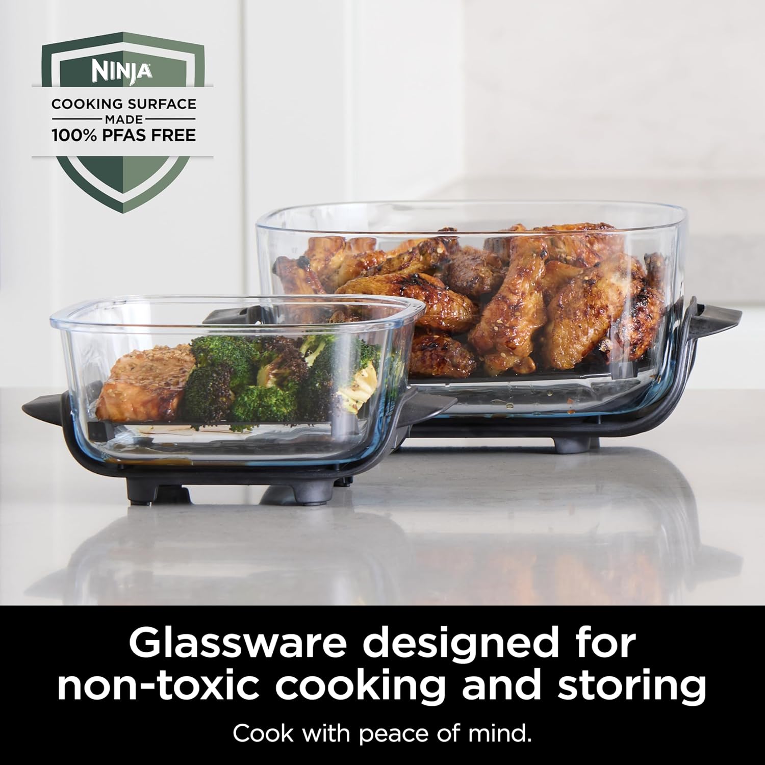 Ninja Air Fryer, 2.5 QT Crispi System + 4 Containers with Storage Lids, Air Fryer, Microwave, Freezer & Dishwasher Safe, Non Toxic Portable Cooking System, Compatible with Ninja FN100 Crispi Series