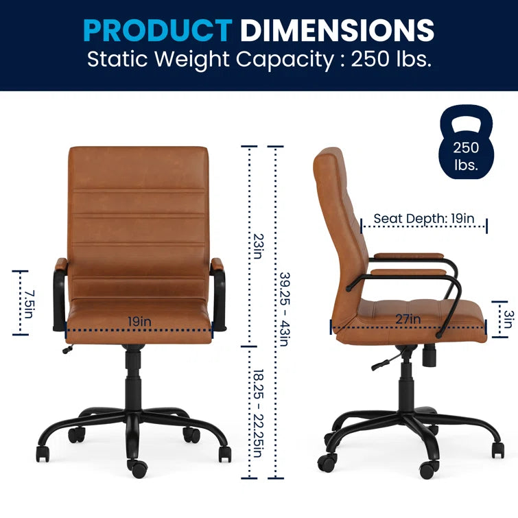 High Back Executive Swivel Office Chair with Metal Frame and Arms
