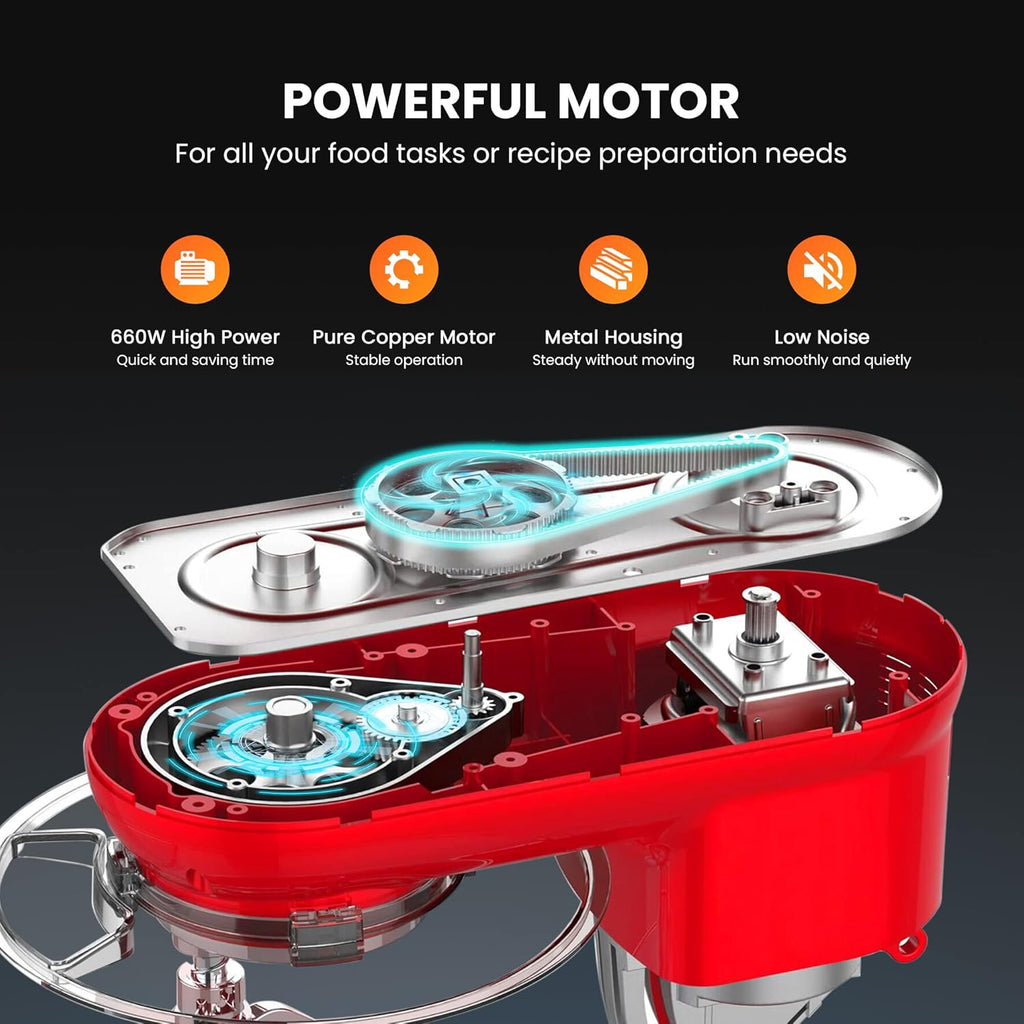 Stand Mixer, 660W 10 Speed 6 Quart Tilt-Head Kitchen Electric Food Mixer with Beater, Dough Hook, Wire Whip and Egg Separator
