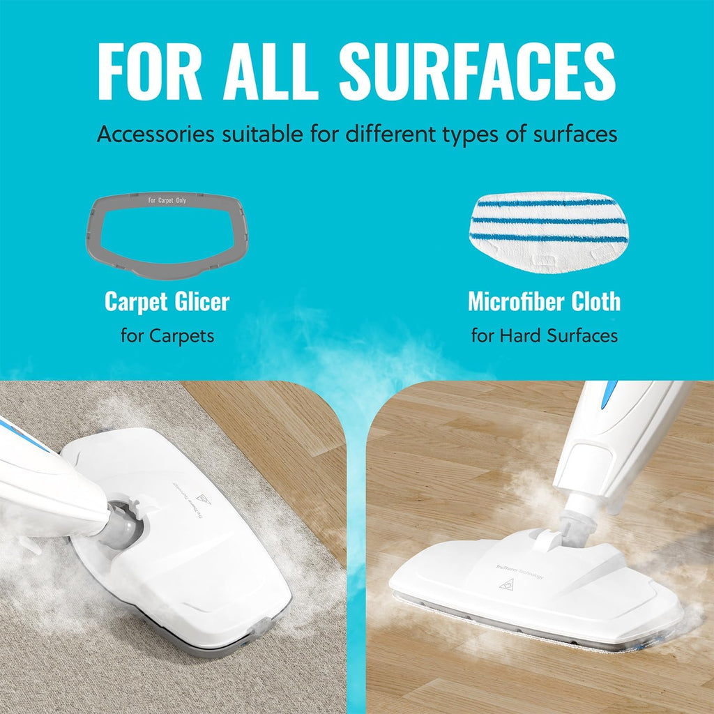 PurSteam ScrubMaster Steam Mop with Dual Scrubbing Head, LED Headlights, Adjustable Steam Control, Anti-Slip Swivel Head, Cable Holder & Upright Lock