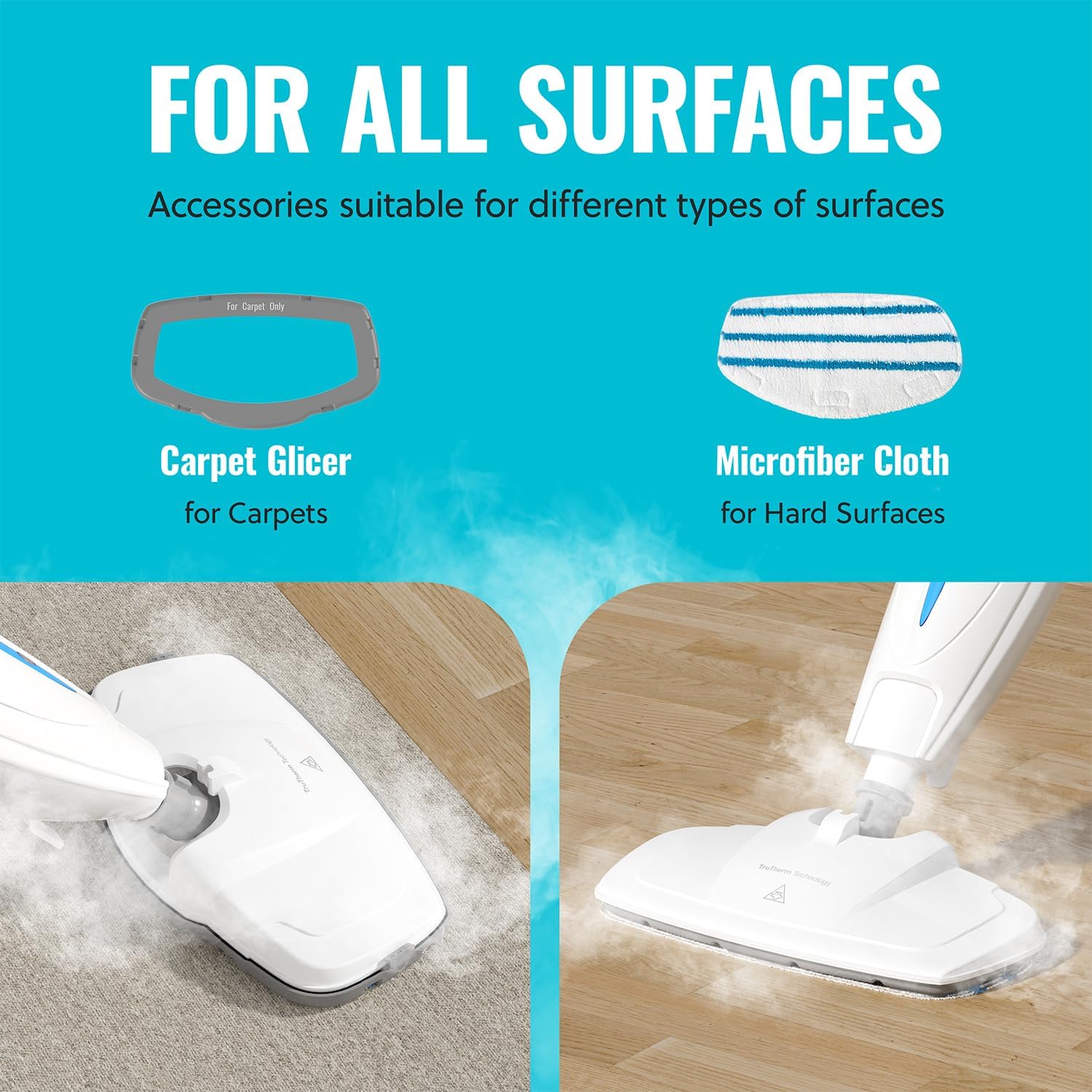 PurSteam ScrubMaster Steam Mop with Dual Scrubbing Head, LED Headlights, Adjustable Steam Control, Anti-Slip Swivel Head, Cable Holder & Upright Lock