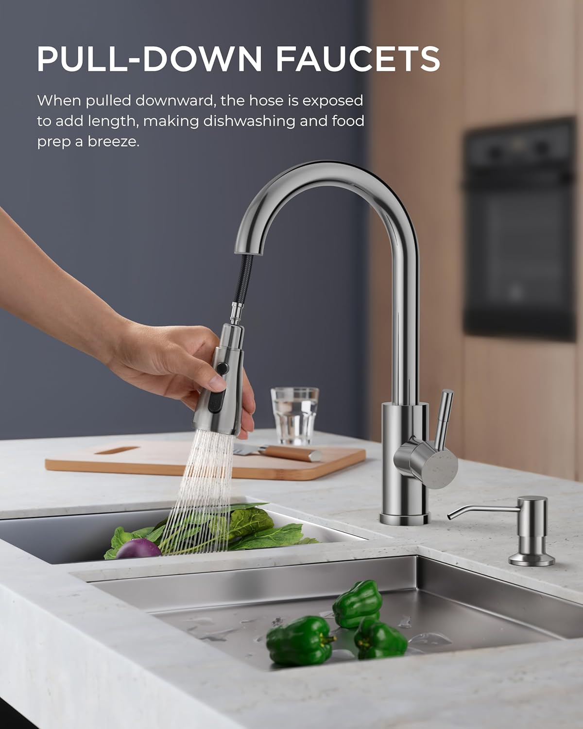 FORIOUS Touchless Kitchen Faucets, Brushed Nickel Kitchen Faucet with Pull Down Sprayer, Single Handle Smart Motion Sensor Kitchen Sink Faucet,Contemporary Hands-Free Sink Faucet for Farmhouse Laundry