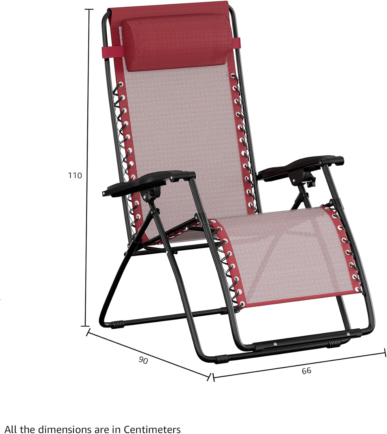 Basics Outdoor Textilene Adjustable Zero Gravity Folding Reclining Lounge Chair with Pillow, 26", Navy Blue