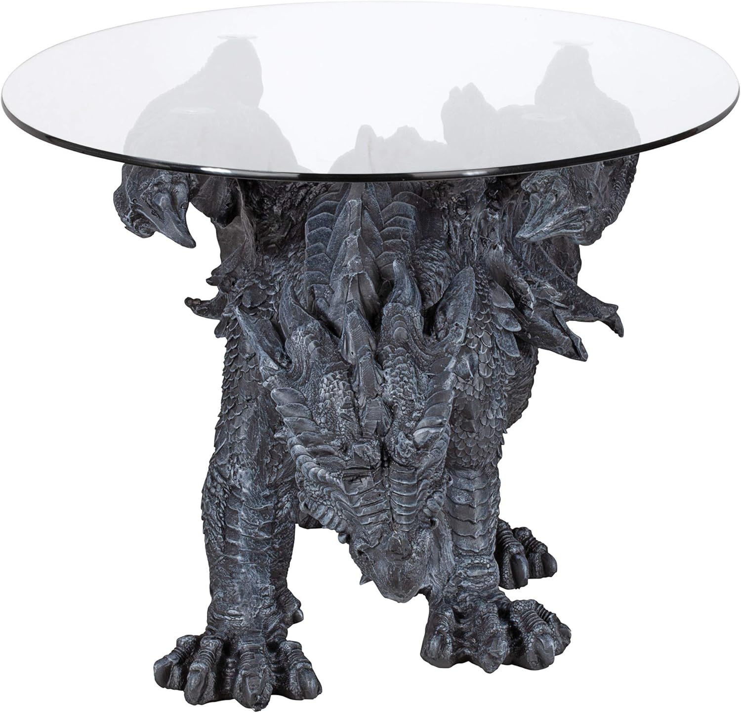 Design Toscano Warwickshire Dragon Gothic Decor Glass Topped Coffee Table, 39 Inch, Greystone