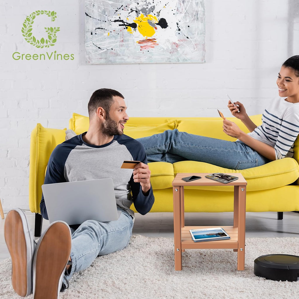 GREENVINES Outdoor Rocking Chairs | Set of 2 | Porch Rocker | HDPE Plastic | Black | Oversized Rockers | High Back | Big & Tall | Ladder Back | for Patio Outside Backyard Balcony Garden